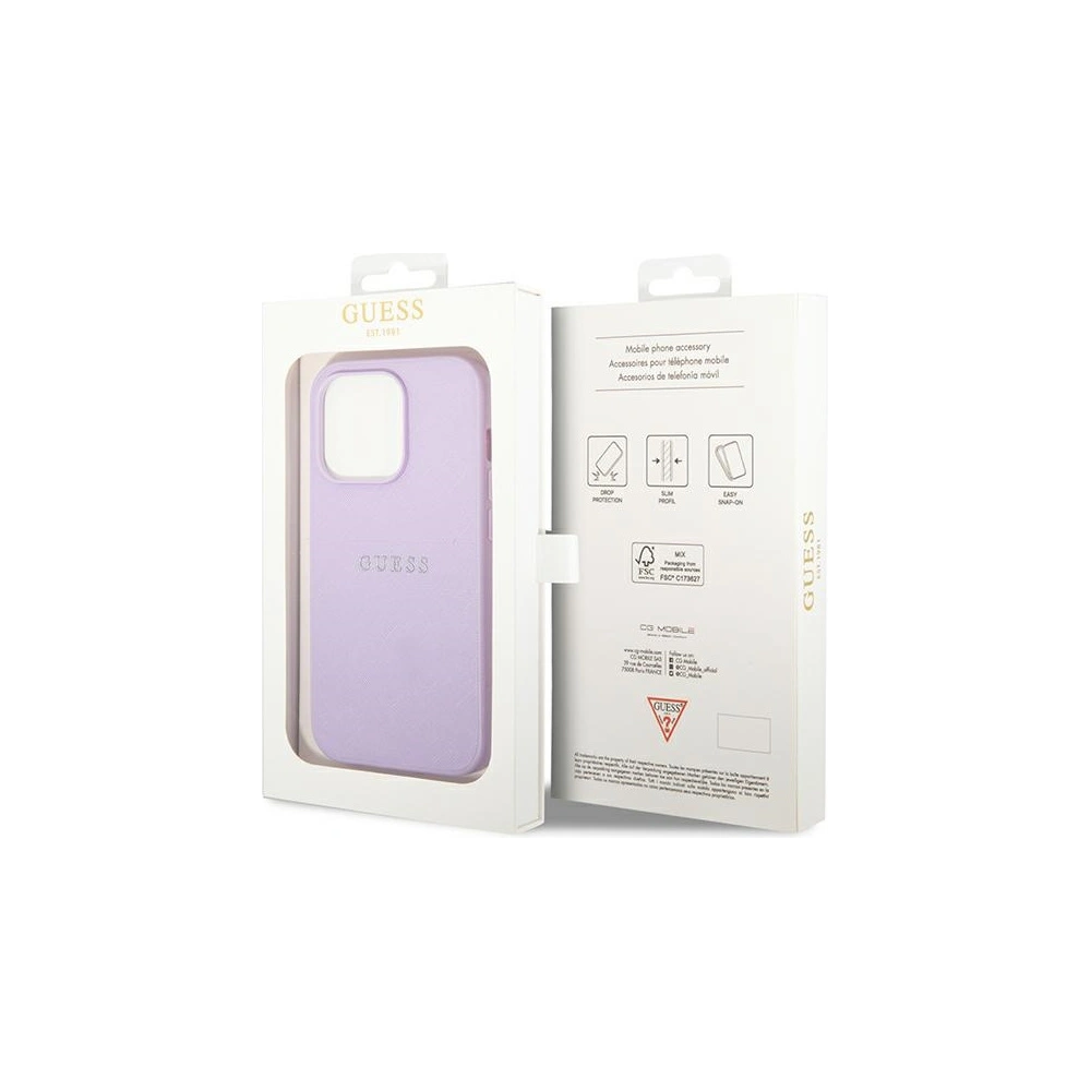 Hurtownia GSM - Case Guess GUHCP14LPSASBPU Apple iPhone 14 Pro lila/purple Saffiano Strap - GUE1898 - {ean13} - Hurt