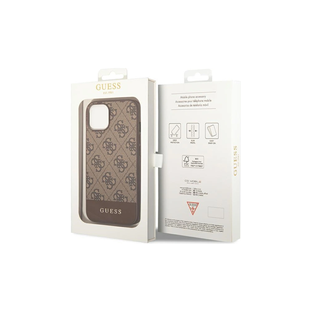Wholesale Guess GUHCP14MG4GLBR Apple iPhone 14 Plus / 15 Plus brown hard case 4G Stripe Collection - GUE1906 - {ean13} - Hurt