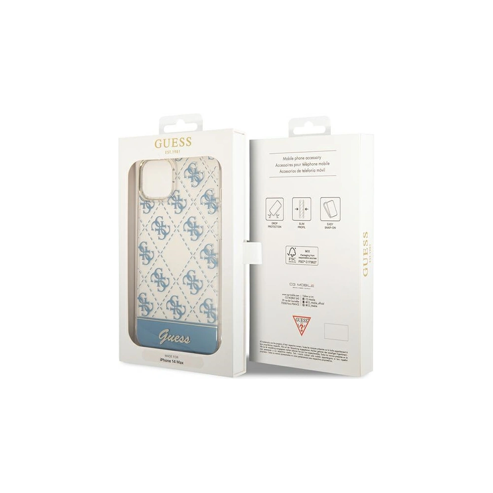 Wholesale Guess GUHCP14MHG4MHB Apple iPhone 14 Plus / 15 Plus blue hardcase 4G Pattern Script - GUE1910 - {ean13} - Hurt