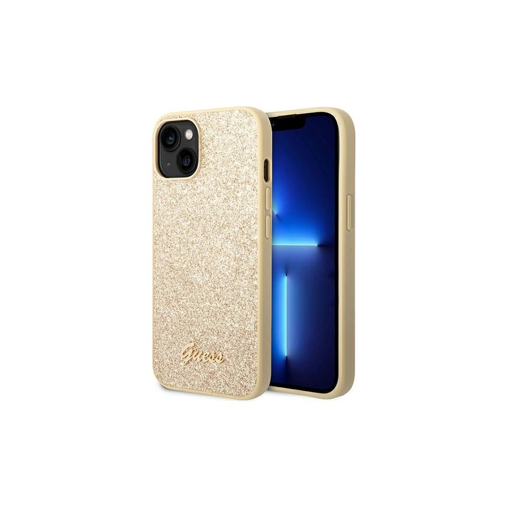 Hurtownia GSM - Case Guess GUHCP14MHGGSHD Apple iPhone 14 Plus / 15 Plus gold/hartes Gehäuse Glitter Script - GUE1911 - {ean13} - Hurt