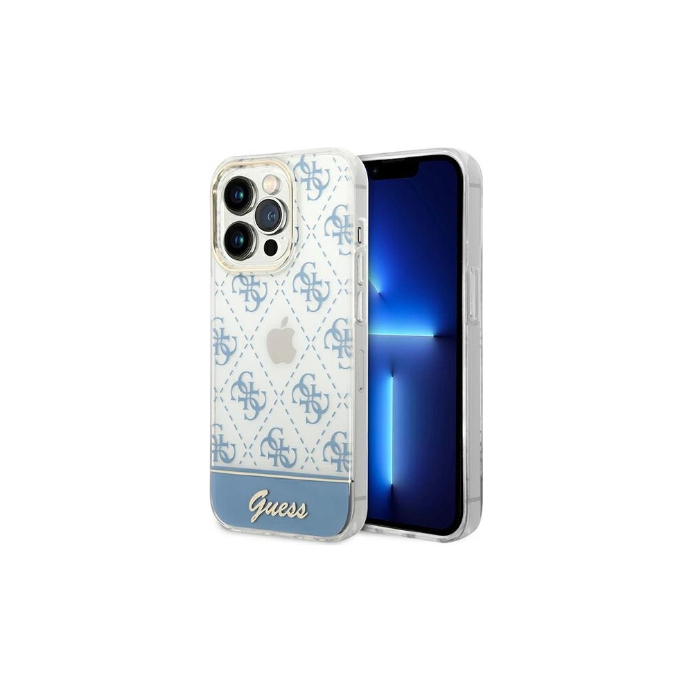 Wholesale Guess GUHCP14XHG4MHB Apple iPhone 14 Pro Max blue hardcase 4G Pattern Script - GUE1949 - {ean13} - Hurt