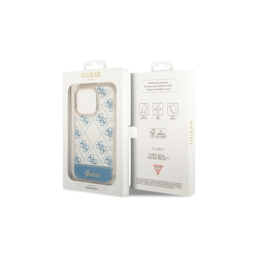 Wholesale Guess GUHCP14XHG4MHB Apple iPhone 14 Pro Max blue hardcase 4G Pattern Script - GUE1949 - {ean13} - Hurt