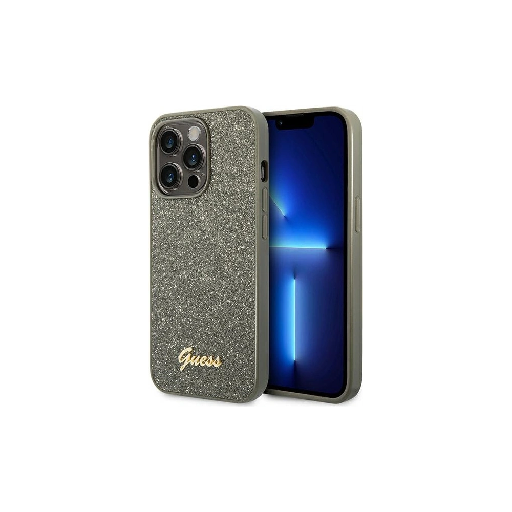 Wholesale Guess GUHCP14XHGGSHN Apple iPhone 14 Pro Max green hard case Glitter Script - GUE1952 - {ean13} - Hurt