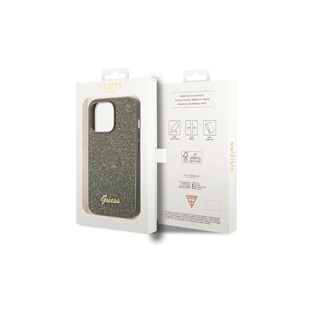 Wholesale Guess GUHCP14XHGGSHN Apple iPhone 14 Pro Max green hard case Glitter Script - GUE1952 - {ean13} - Hurt