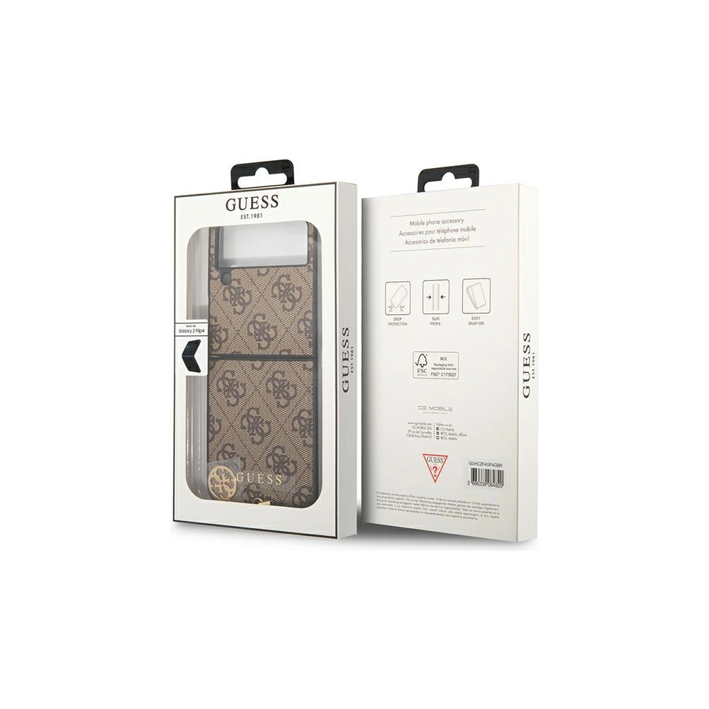 Wholesale Guess GUHCZF4GF4GBR Samsung Galaxy Z Flip 4 brown hard case 4G Charms Collection - GUE1957 - {ean13} - Hurt