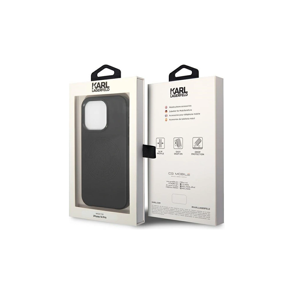 Hurtownia GSM - Etui Karl Lagerfeld KLHCP14LFWHK Apple iPhone 14 Pro hardcase černé/black Kožené perforované logo - KLD991 - {ean13} - Hurt