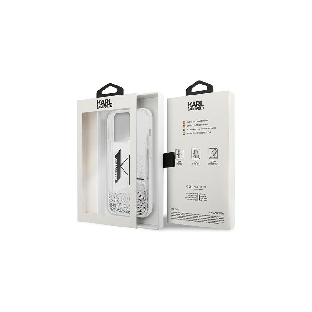 Hurtownia GSM - Case Karl Lagerfeld KLHCP14LLBKLCS Apple iPhone 14 Pro silber/silver Hardcase Liquid Glitter Big KL - KLD992 - {ean13} - Hurt