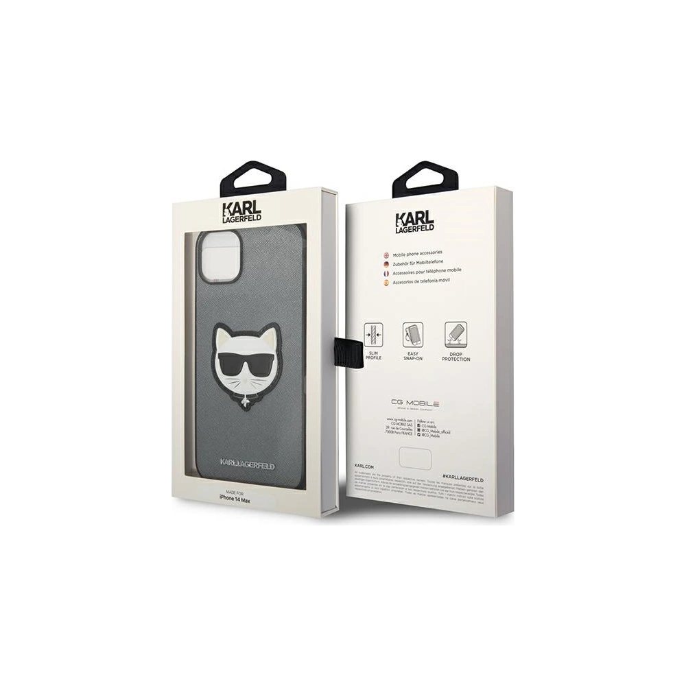 Hurtownia GSM - Etui Karl Lagerfeld KLHCP14MSAPCHG Apple iPhone 14 Plus / 15 Plus hardcase srebrny/silver Saffiano Choupette Head Patch - KLD996 - {ean13} - Hurt