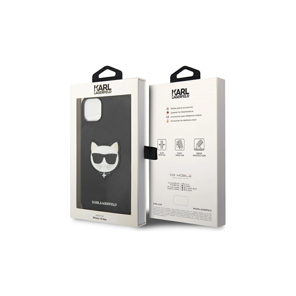 Wholesale Karl Lagerfeld KLHCP14MSAPCHK Apple iPhone 14 Plus / 15 Plus hardcase black Saffiano Choupette Head Patch - KLD997 - {ean13} - Hurt