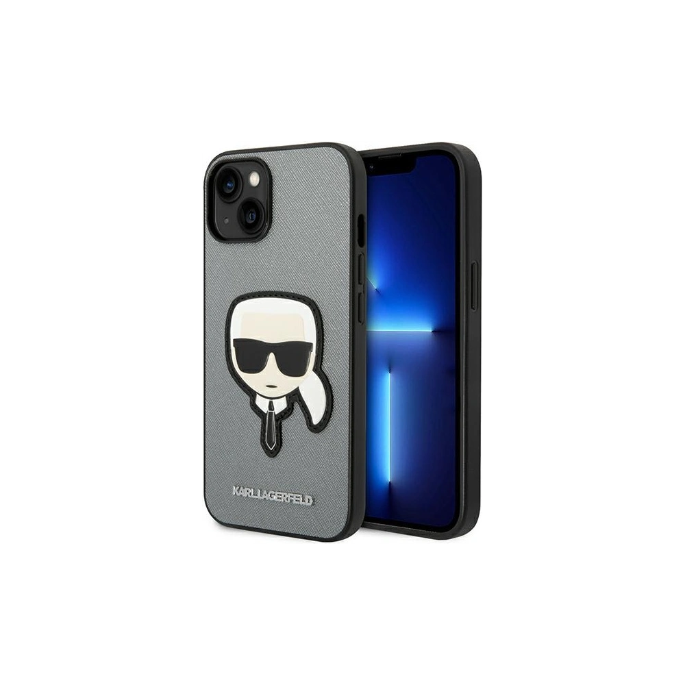 Hurtownia GSM - Etui Karl Lagerfeld KLHCP14MSAPKHG Apple iPhone 14 Plus / 15 Plus argintiu/hardcase Saffiano Patch cu capul lui Karl - KLD998 - {ean13} - Hurt