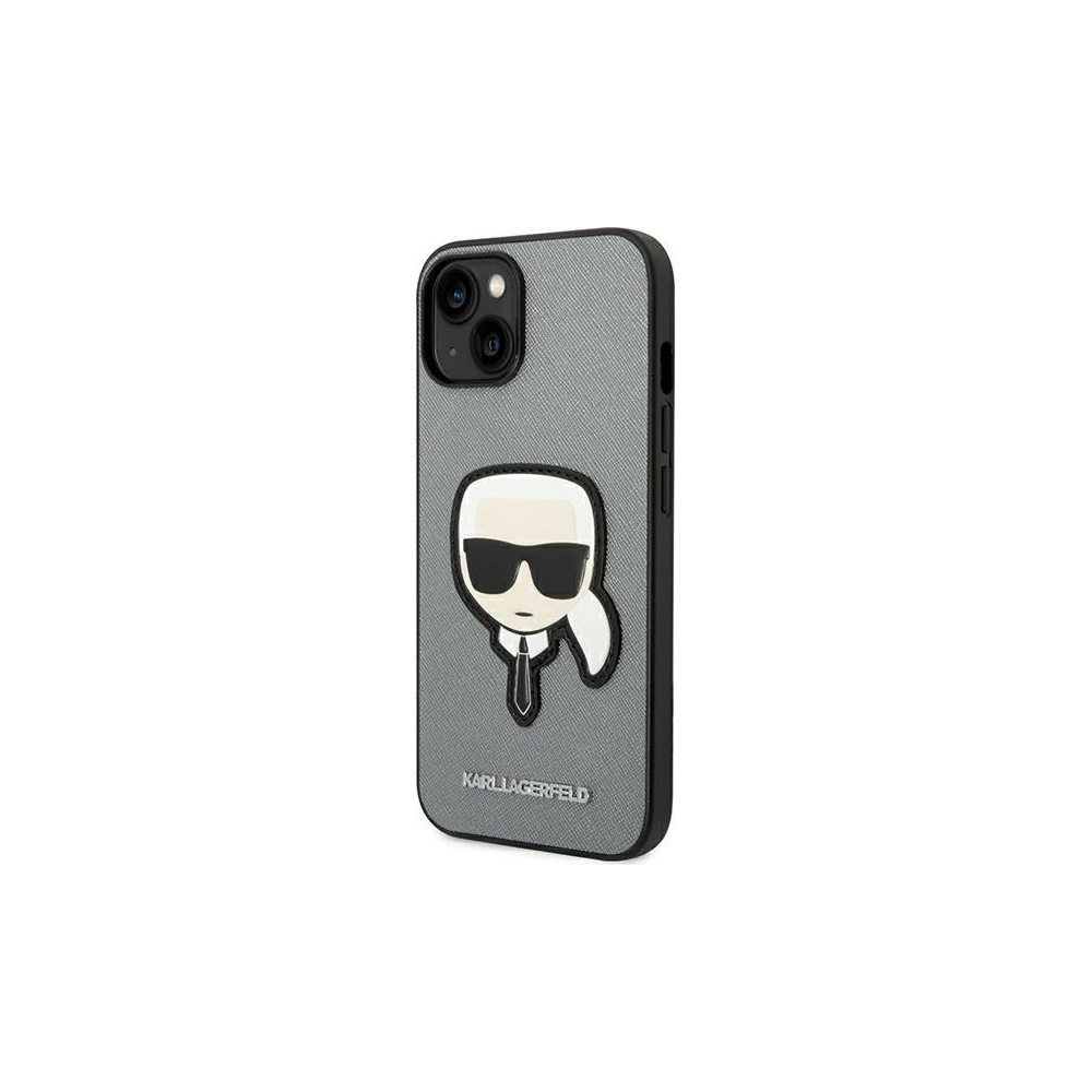 Hurtownia GSM - Etui Karl Lagerfeld KLHCP14MSAPKHG Apple iPhone 14 Plus / 15 Plus argintiu/hardcase Saffiano Patch cu capul lui Karl - KLD998 - {ean13} - Hurt