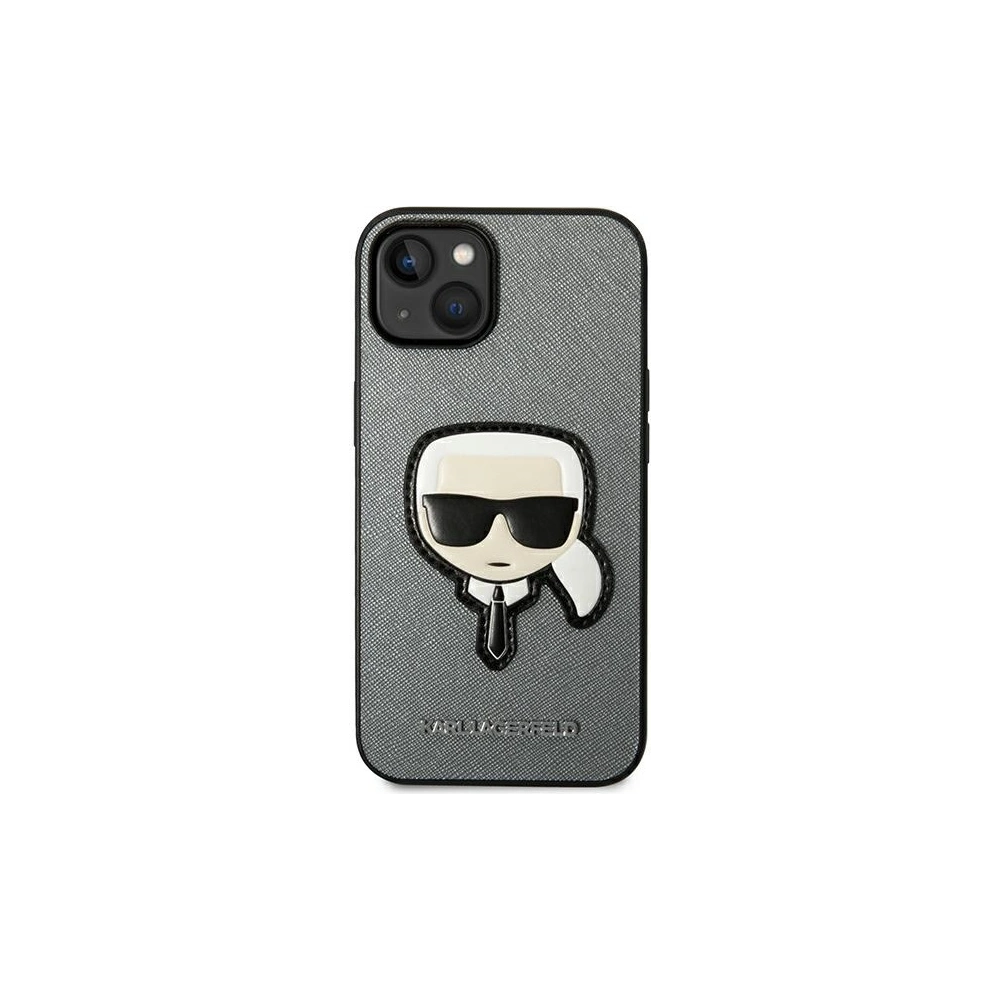 Hurtownia GSM - Etui Karl Lagerfeld KLHCP14MSAPKHG Apple iPhone 14 Plus / 15 Plus argintiu/hardcase Saffiano Patch cu capul lui Karl - KLD998 - {ean13} - Hurt