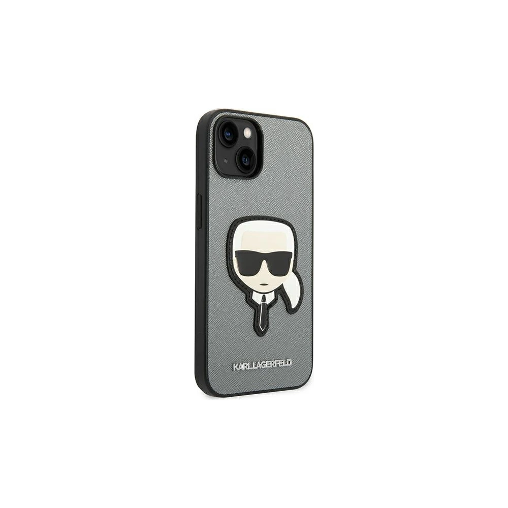 Hurtownia GSM - Etui Karl Lagerfeld KLHCP14MSAPKHG Apple iPhone 14 Plus / 15 Plus argintiu/hardcase Saffiano Patch cu capul lui Karl - KLD998 - {ean13} - Hurt