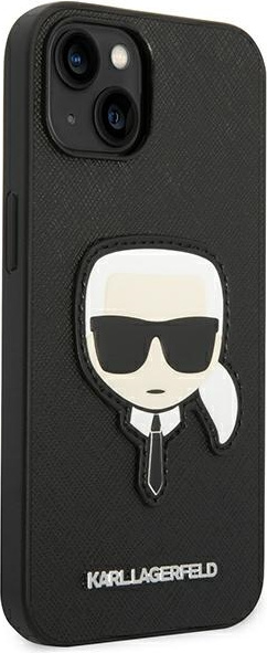 Kryt Karl Lagerfeld KLHCP14MSAPKHK Apple iPhone 14 Plus / 15 Plus black hardcase Saffiano Karl`s Head Patch