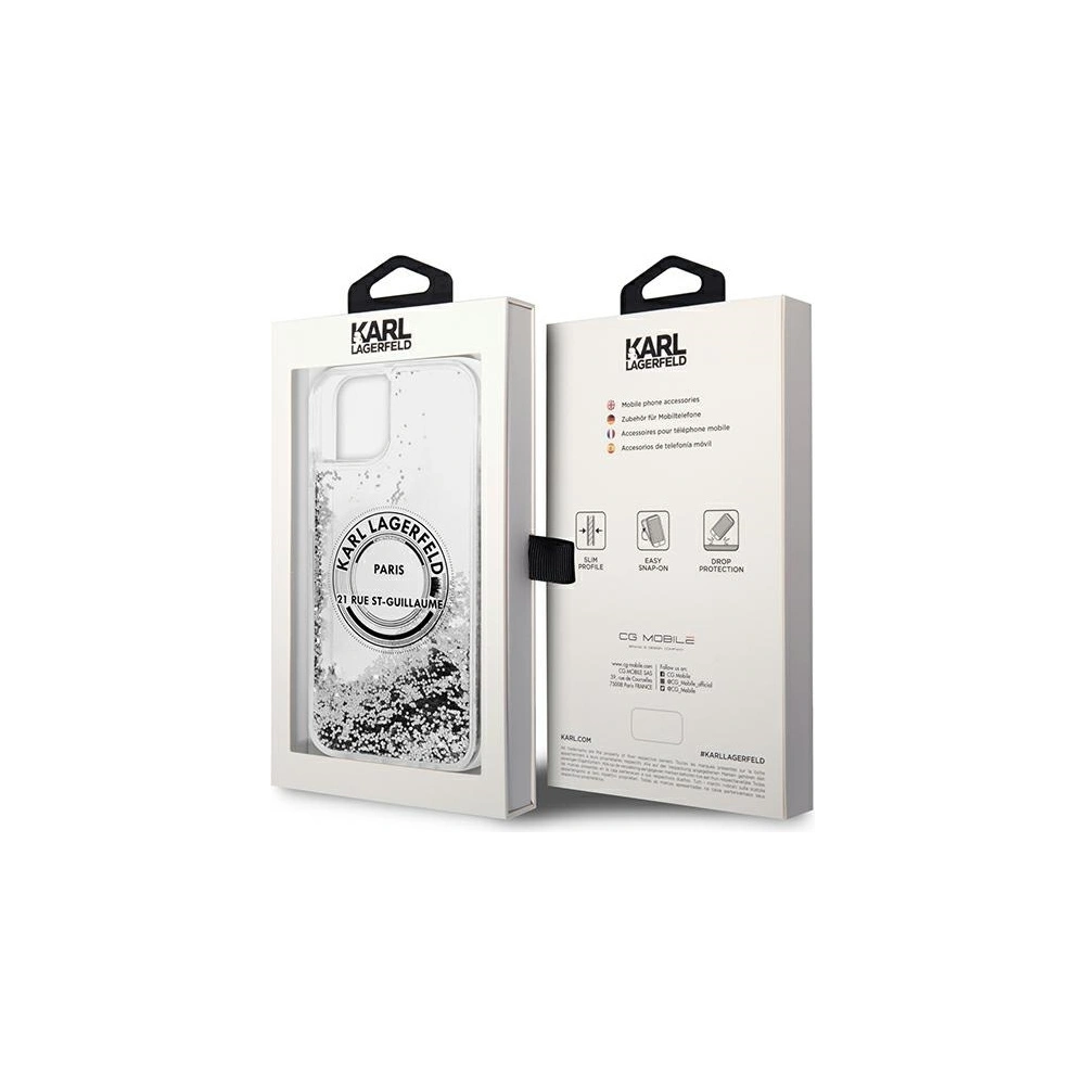 Wholesale Karl Lagerfeld KLHCP14SLCRSGRS Apple iPhone 14 silver hardcase Liquid Glitter RSG - KLD1004 - {ean13} - Hurt