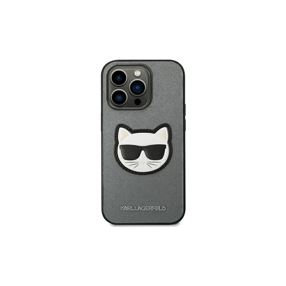 Hurtownia GSM - Etui Karl Lagerfeld KLHCP14XSAPCHG Apple iPhone 14 Pro Max hardcase argintiu/silver Saffiano Choupette Head Patch - KLD1015 - {ean13} - Hurt