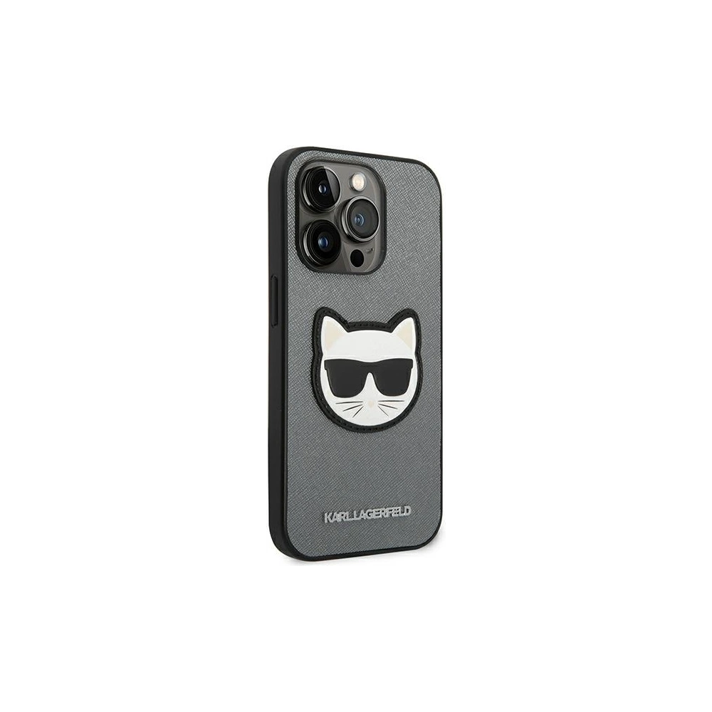 Hurtownia GSM - Etui Karl Lagerfeld KLHCP14XSAPCHG Apple iPhone 14 Pro Max hardcase argintiu/silver Saffiano Choupette Head Patch - KLD1015 - {ean13} - Hurt