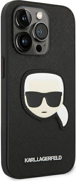 Kryt Karl Lagerfeld KLHCP14XSAPKHK Apple iPhone 14 Pro Max black hardcase Saffiano Karl`s Head Patch