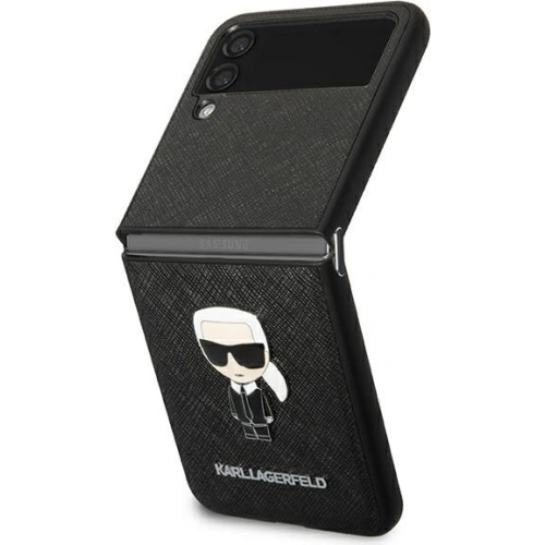Etui Karl Lagerfeld KLHCZF4IKMSBK Samsung Galaxy Z Flip 4 czarny/black book Saffiano Ikonik Metal