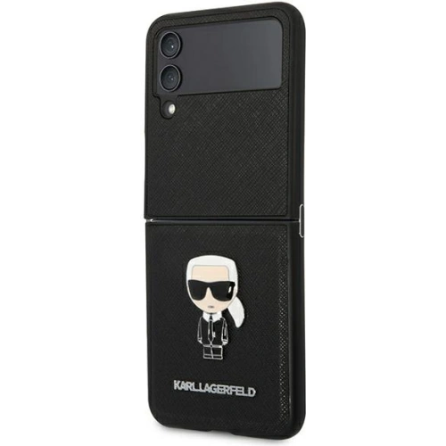 Etui Karl Lagerfeld KLHCZF4IKMSBK Samsung Galaxy Z Flip 4 czarny/black book Saffiano Ikonik Metal