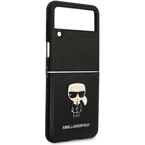 Etui Karl Lagerfeld KLHCZF4IKMSBK Samsung Galaxy Z Flip 4 czarny/black book Saffiano Ikonik Metal