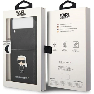 Wholesale Karl Lagerfeld KLHCZF4IKMSBK Samsung Galaxy Z Flip 4 black book Saffiano Ikonik Metal - KLD1019 - {ean13} - Hurt