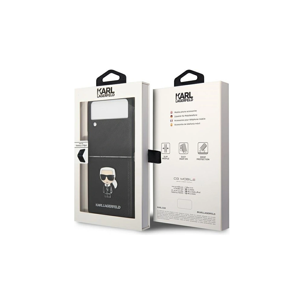 Hurtownia GSM - Etui Karl Lagerfeld KLHCZF4IKMSBK Samsung Galaxy Z Flip 4 černý/black book Saffiano Ikonik Metal - KLD1019 - {ean13} - Hurt