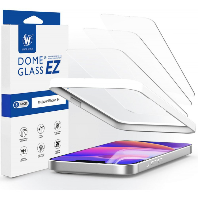 Whitestone Dome Distributor - 8809365407163 - WSD072 - Whitestone EZ Glass Apple iPhone 14 [3 PACK] - B2B homescreen