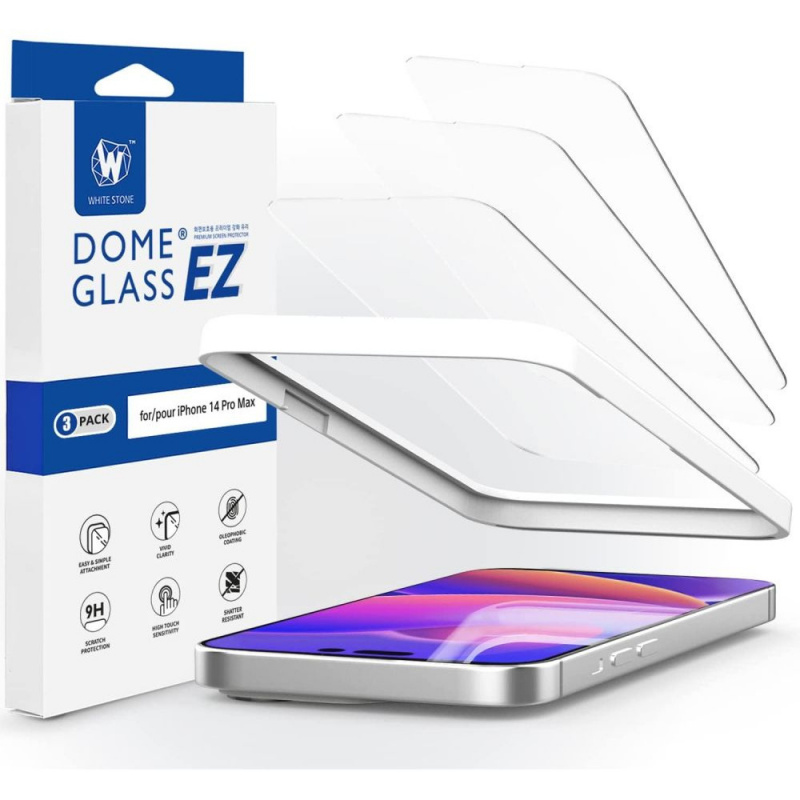 Whitestone Dome Distributor - 8809365407194 - WSD074 - Whitestone EZ Glass Apple iPhone 14 Pro Max [3 PACK] - B2B homescreen