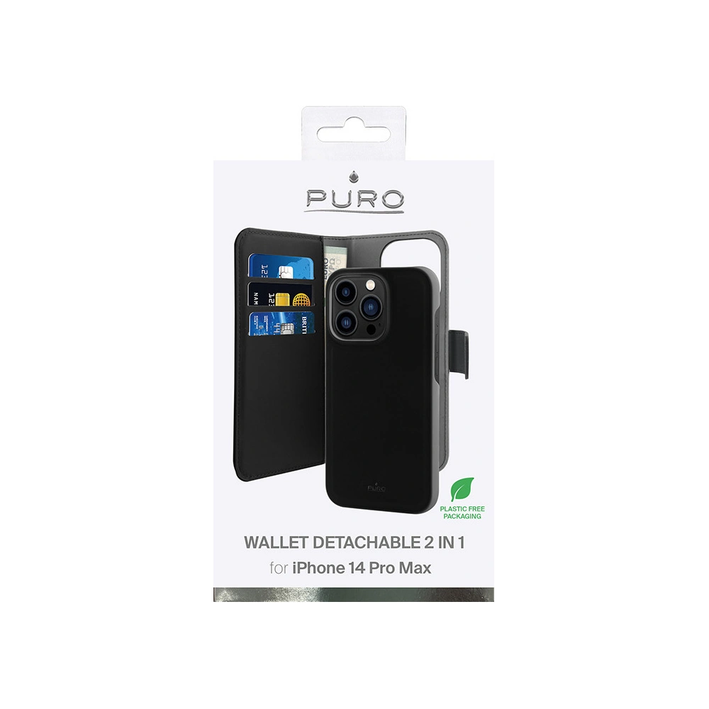 Hurtownia GSM - PURO Wallet Case abnehmbar 2-in-1 für Apple iPhone 14 Pro Max (schwarz) - PUR617 - {ean13} - Hurt