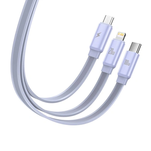 Kabel USB Baseus Fabric 3in1 USB-C/Lightning/microUSB 3,5A 1,7m (fioletowy)