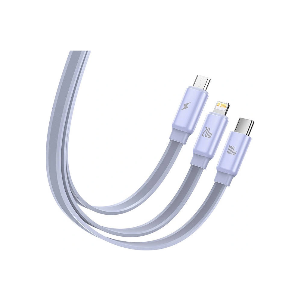 Hurtownia GSM - USB kábel Baseus Fabric 3in1 USB-C/Lightning/microUSB 3,5A 1,7m (lila) - BSU3518 - {ean13} - Hurt