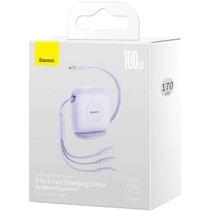 Kabel USB Baseus Fabric 3in1 USB-C/Lightning/microUSB 3,5A 1,7m (fioletowy)