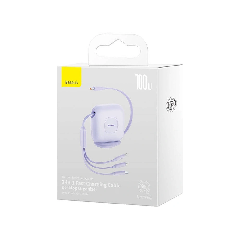 Hurtownia GSM - Kabel USB Baseus Fabric 3in1 USB-C/Lightning/microUSB 3,5A 1,7m (mov) - BSU3518 - {ean13} - Hurt