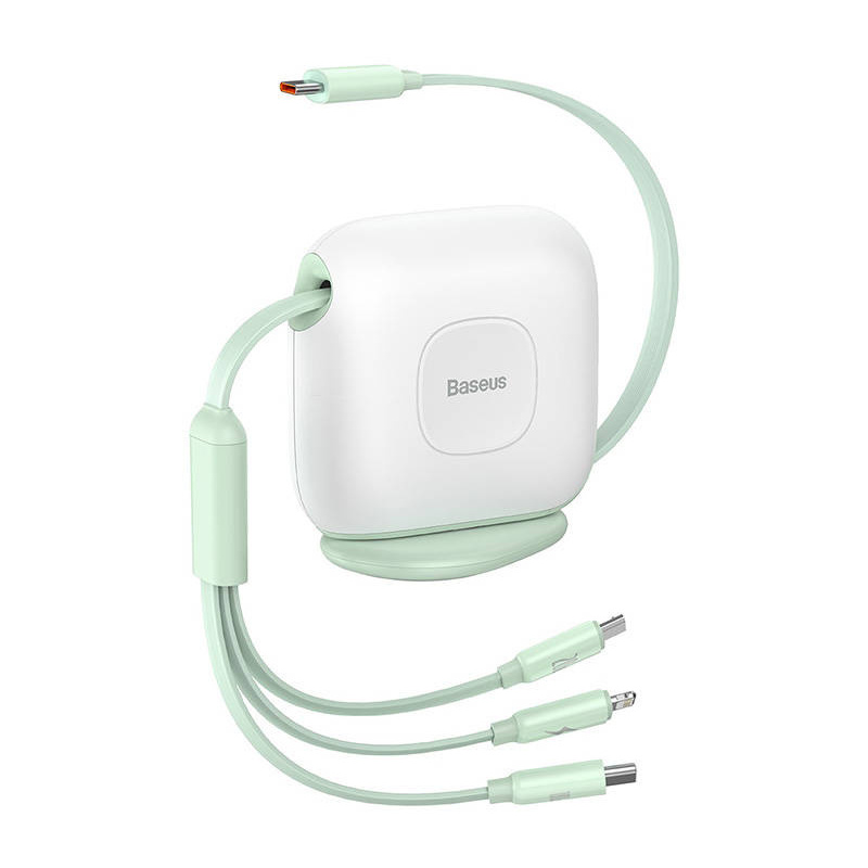 Baseus Distributor - 6932172610272 - BSU3519 - Baseus Fabric 3in1 Cable USB - USB-C/Lightning/microUSB 3,5A 1.7m (white-green) - B2B homescreen