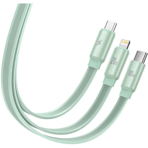 Kabel USB Baseus Fabric 3w1 USB-C / Lightning / Micro 3,5A 1,7m (biało-zielony)