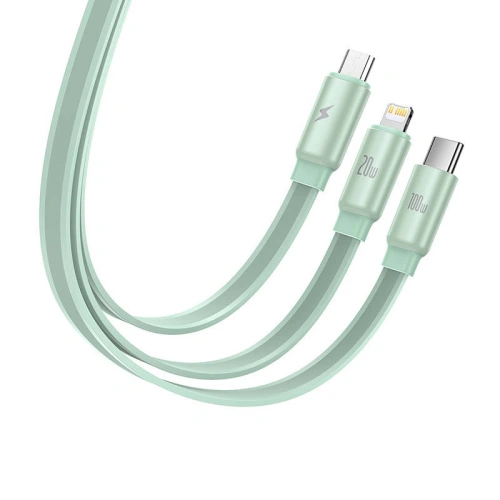 Kabel USB Baseus Fabric 3w1 USB-C / Lightning / Micro 3,5A 1,7m (biało-zielony)