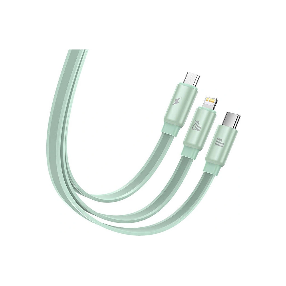 Hurtownia GSM - USB kábel Baseus Fabric 3w1 USB-C / Lightning / Micro 3,5A 1,7m (fehér-zöld) - BSU3519 - {ean13} - Hurt