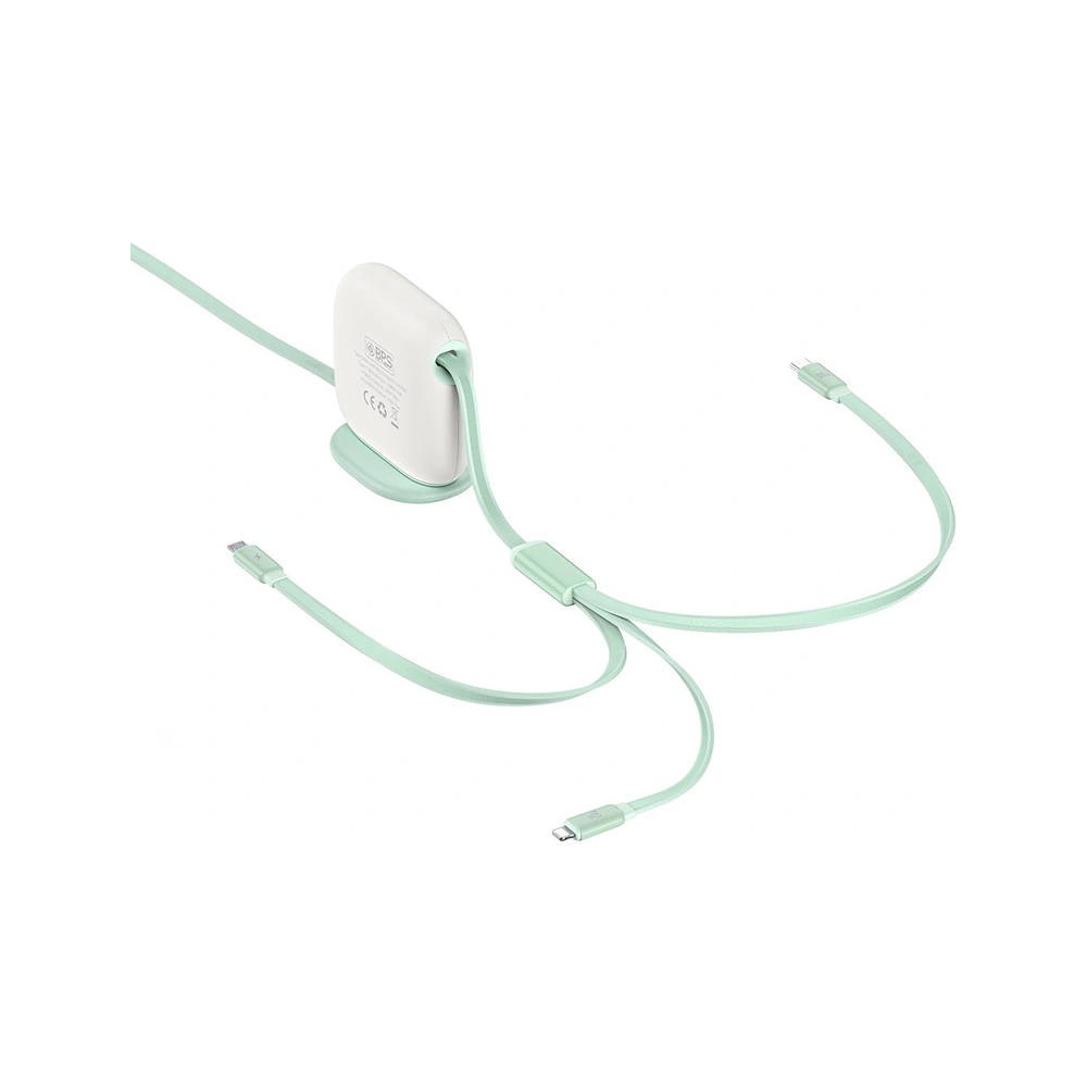 Hurtownia GSM - USB kábel Baseus Fabric 3w1 USB-C / Lightning / Micro 3,5A 1,7m (fehér-zöld) - BSU3519 - {ean13} - Hurt