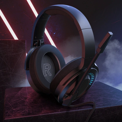 Baseus GAMO słuchawki USB z mikrofonem i pilotem dla graczy szary