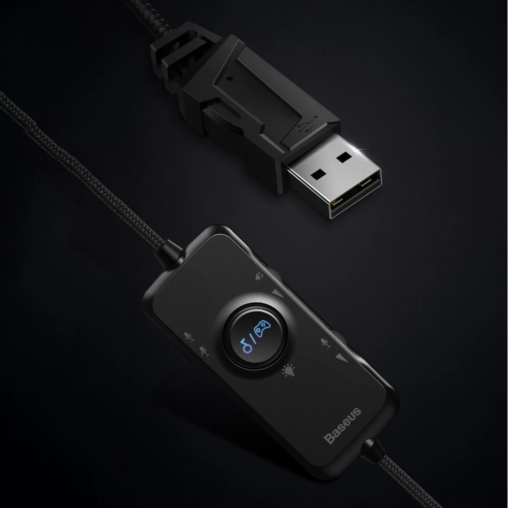 Hurtownia GSM - Baseus căști GAMO USB cu microfon și controler pentru jucători gri - BSU3533GRY - {ean13} - Hurt