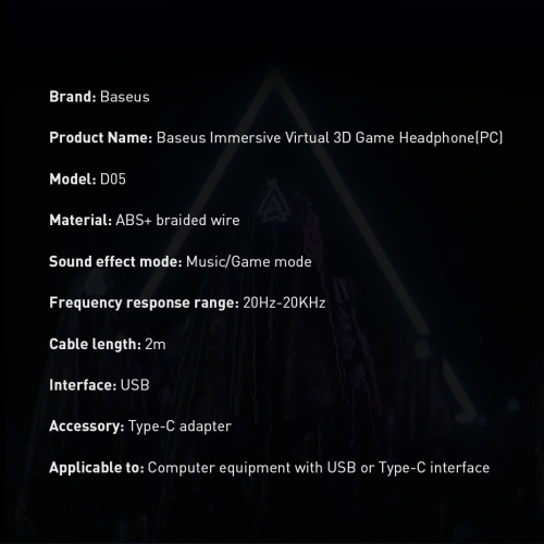 Baseus GAMO słuchawki USB z mikrofonem i pilotem dla graczy szary