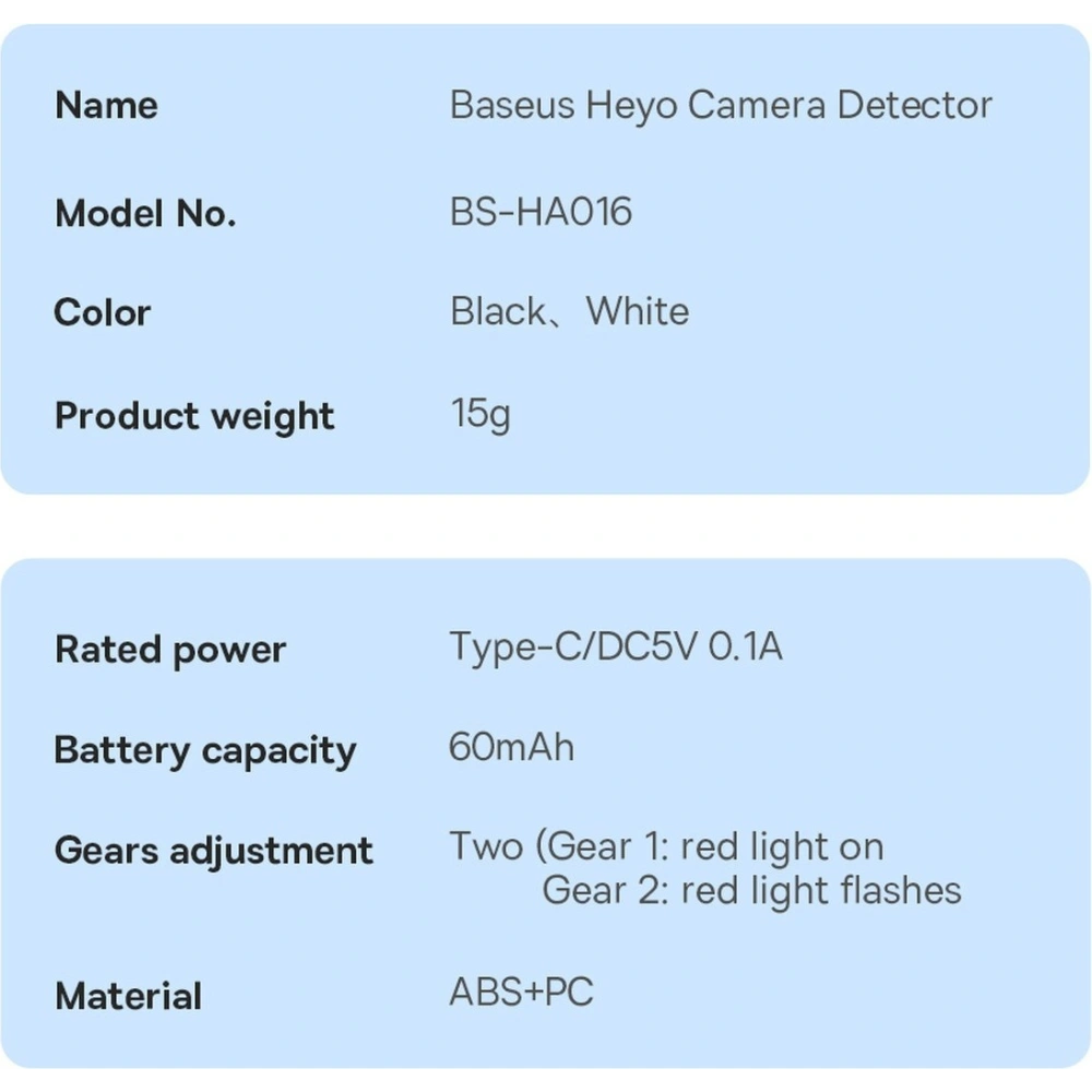 Hurtownia GSM - Baseus Heyo detector de camere ascunse negru - BSU3534 - {ean13} - Hurt