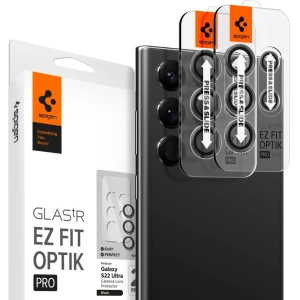 Hurtownia GSM - Tvrzené sklo na aparát Spigen Optik.tr ez Fit Camera Protector Samsung Galaxy S22 Ultra Černé [2 PACK] - SPN2496 - {ean13} - Hurt
