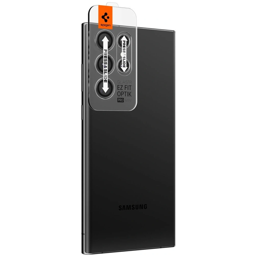 Hurtownia GSM - Tvrzené sklo na aparát Spigen Optik.tr ez Fit Camera Protector Samsung Galaxy S22 Ultra Černé [2 PACK] - SPN2496 - {ean13} - Hurt