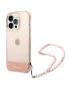 Etui Guess GUHCP14LHGCOHP Apple iPhone 14 Pro różowy/pink hardcase Translucent Pearl Strap