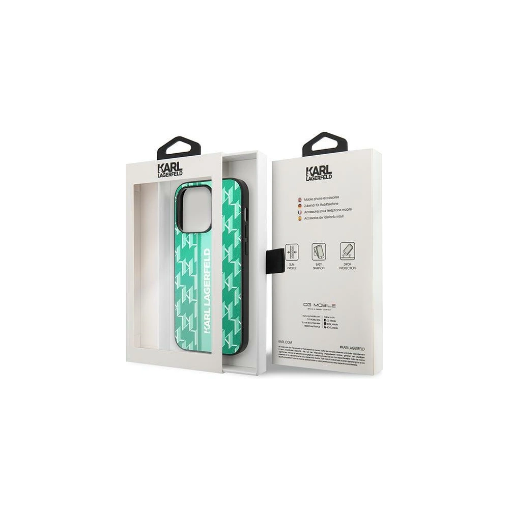 Hurtownia GSM - Etui Karl Lagerfeld KLHCP14LPGKLSKN Apple iPhone 14 Pro hardcase zelený/green Monogram Stripe - KLD1029 - {ean13} - Hurt
