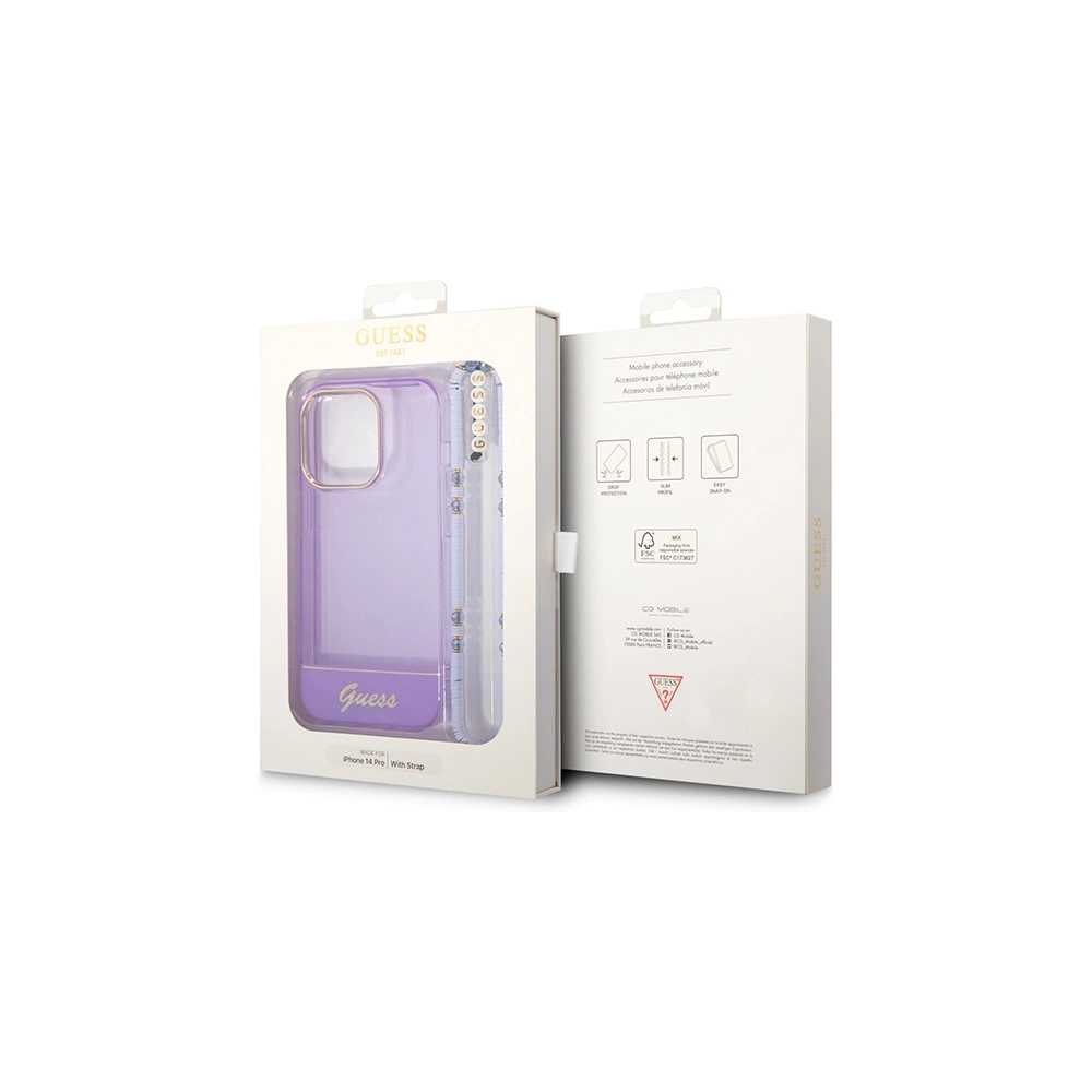 Hurtownia GSM - Etui Guess GUHCP14LHGCOHU Apple iPhone 14 Pro fioletowy/purple hardcase Translucent Pearl Strap - GUE1964 - {ean13} - Hurt