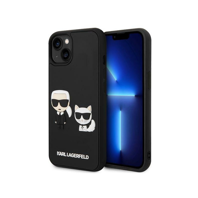 Karl Lagerfeld Distributor - 3666339077280 - KLD1033 - Karl Lagerfeld KLHCP14M3DRKCK Apple iPhone 14 Plus / 15 Plus black hardcase Karl&Choupette Ikonik 3D - B2B homescreen