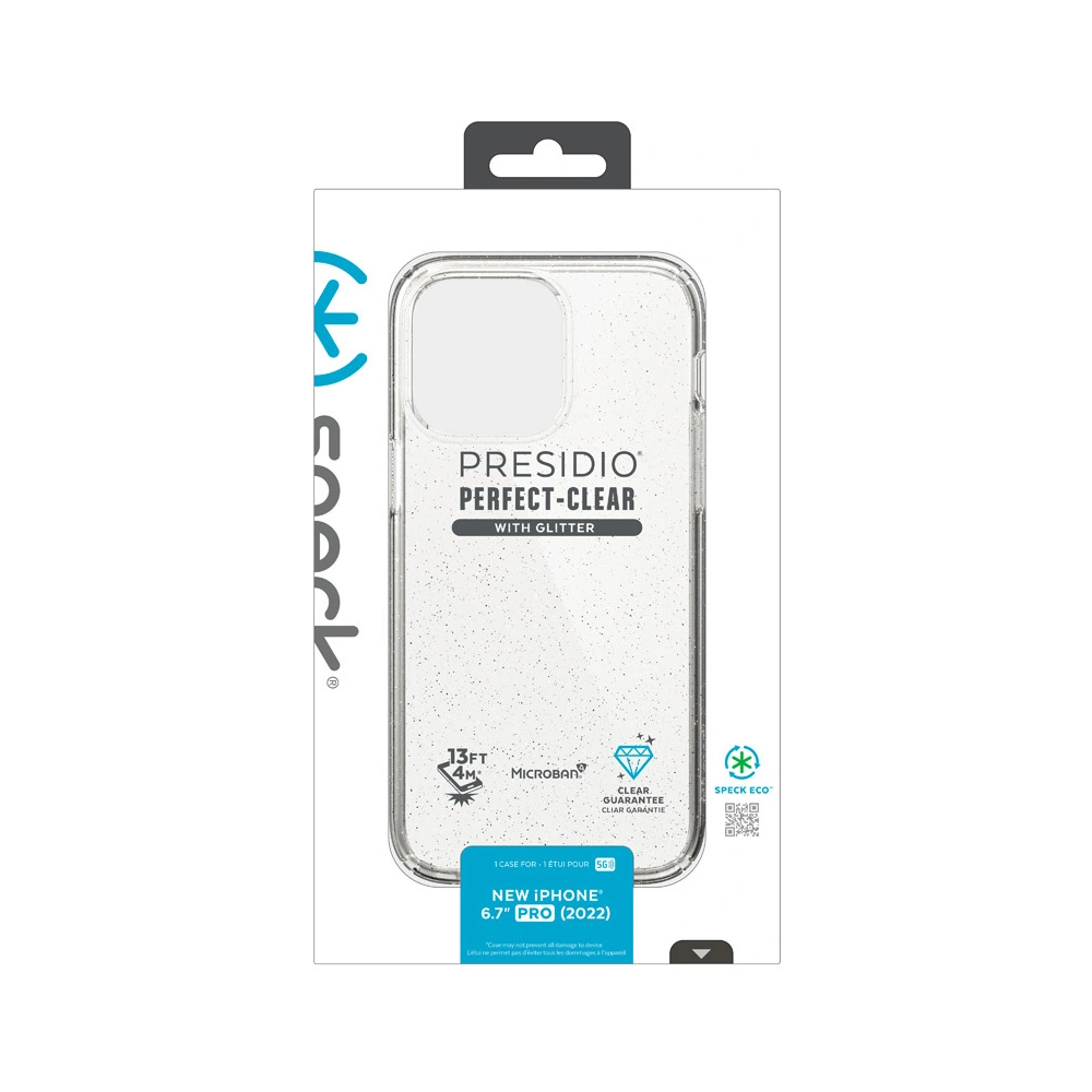 Hurtownia GSM - Etui Speck Presidio Perfect-Clear Glitter MICROBAN Apple iPhone 14 Pro Max (Čiré / Zlaté třpytky) - SPK369 - {ean13} - Hurt